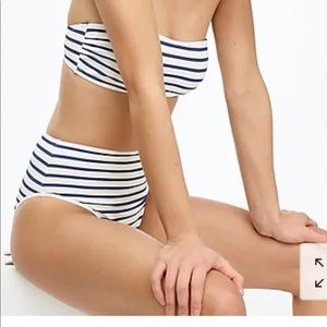NEW. J. Crew. 2 pieces Swimsuit top & bottom Color White and Navy Stripes